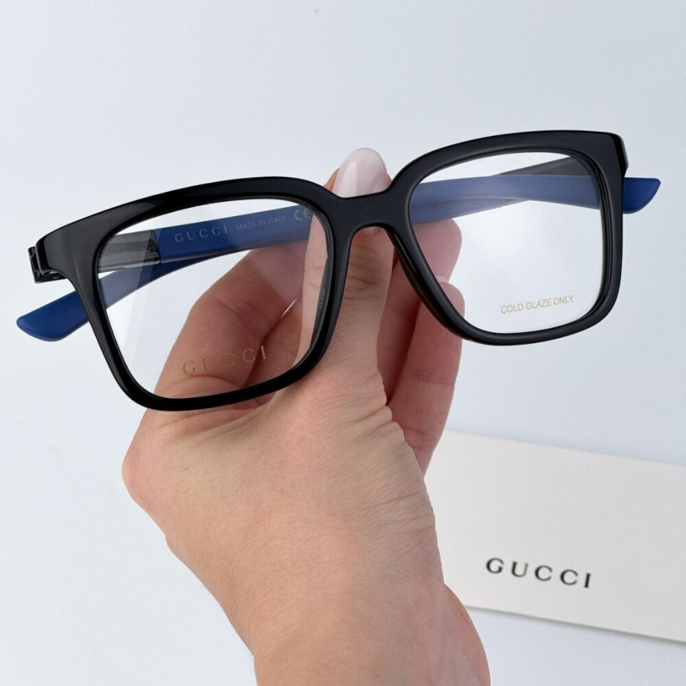Gucci GG1738O 004 BRAND NEW Eyeglasses Black Blue Unisex Square